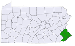 service24pest service map by county - Bucks, Montgomery Delaware Philadelphia